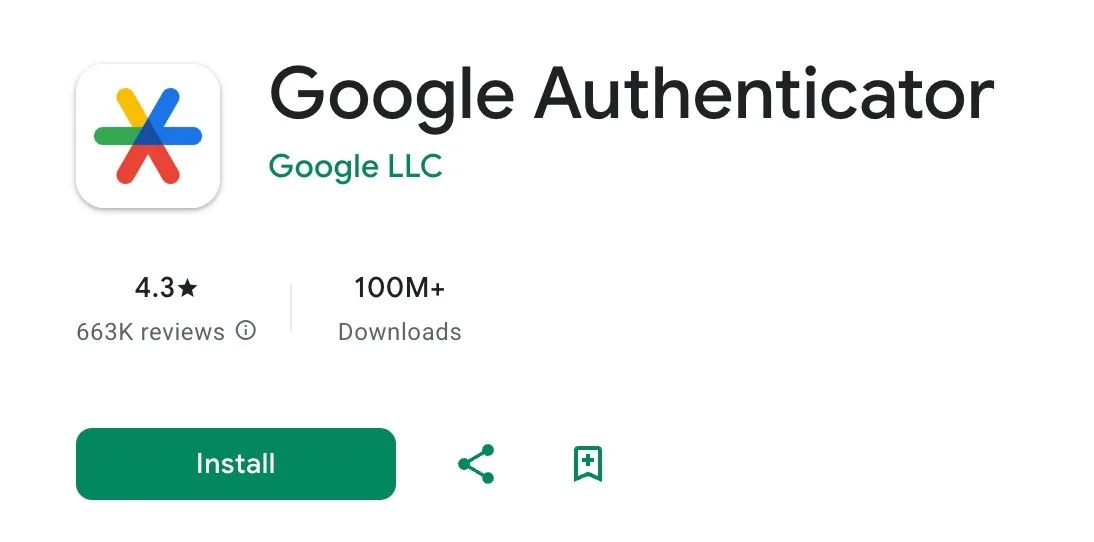 Aplicația Google Authenticator în Google Play